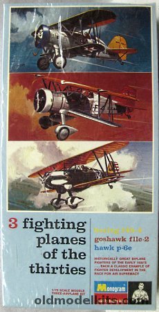 Monogram 1/72 3 Fighting Planes of the Thirties F4B-4 / F11C-2 / P-6E - Blue Box Issue (F4B4 F11C2), PA216-200 plastic model kit